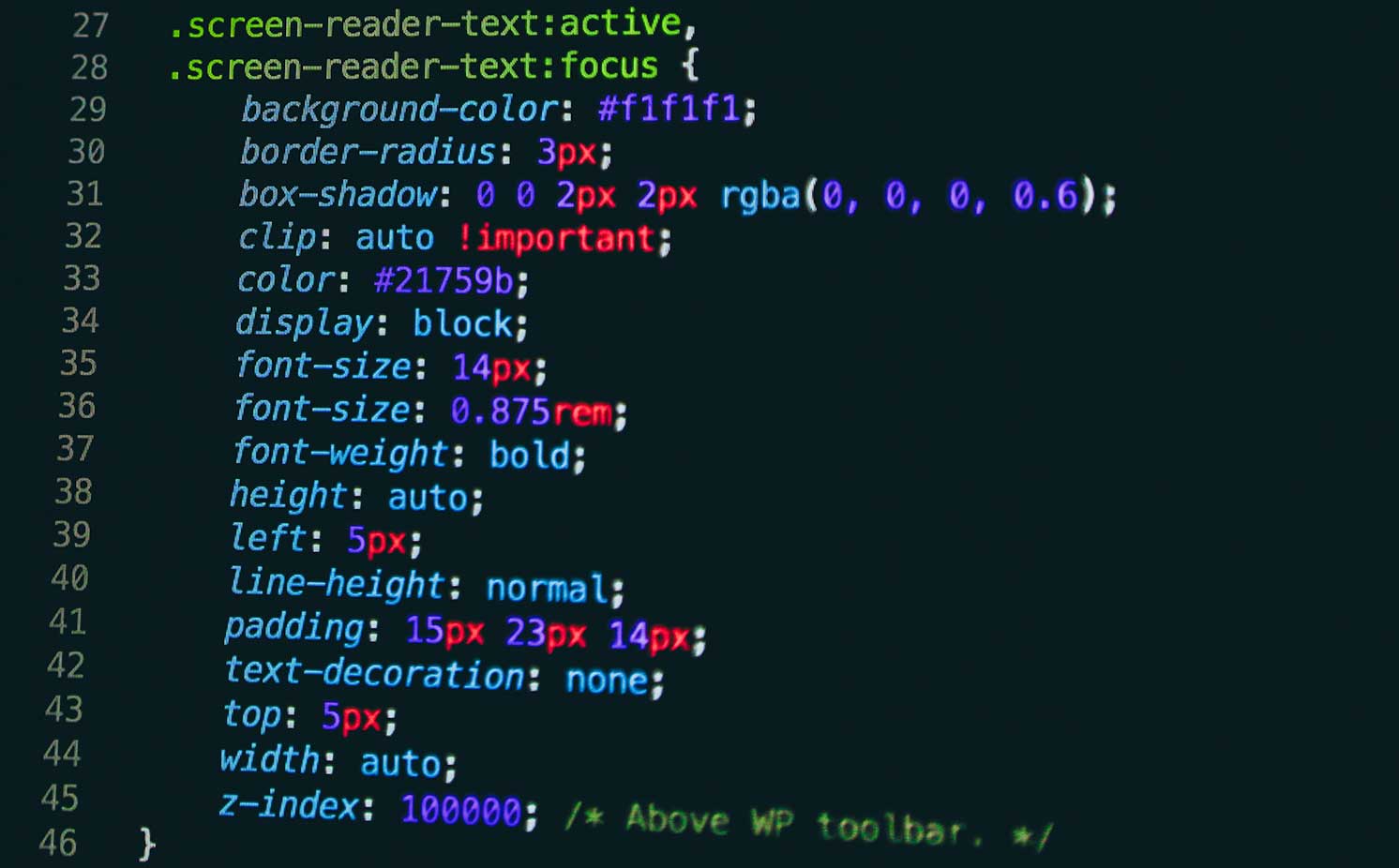 Voorbeeld van CSS code